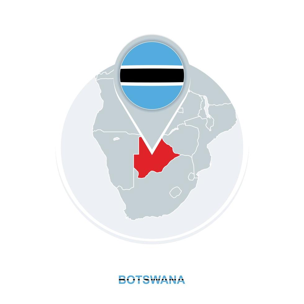 Botswana carta geografica e bandiera, vettore carta geografica icona con evidenziato Botswana
