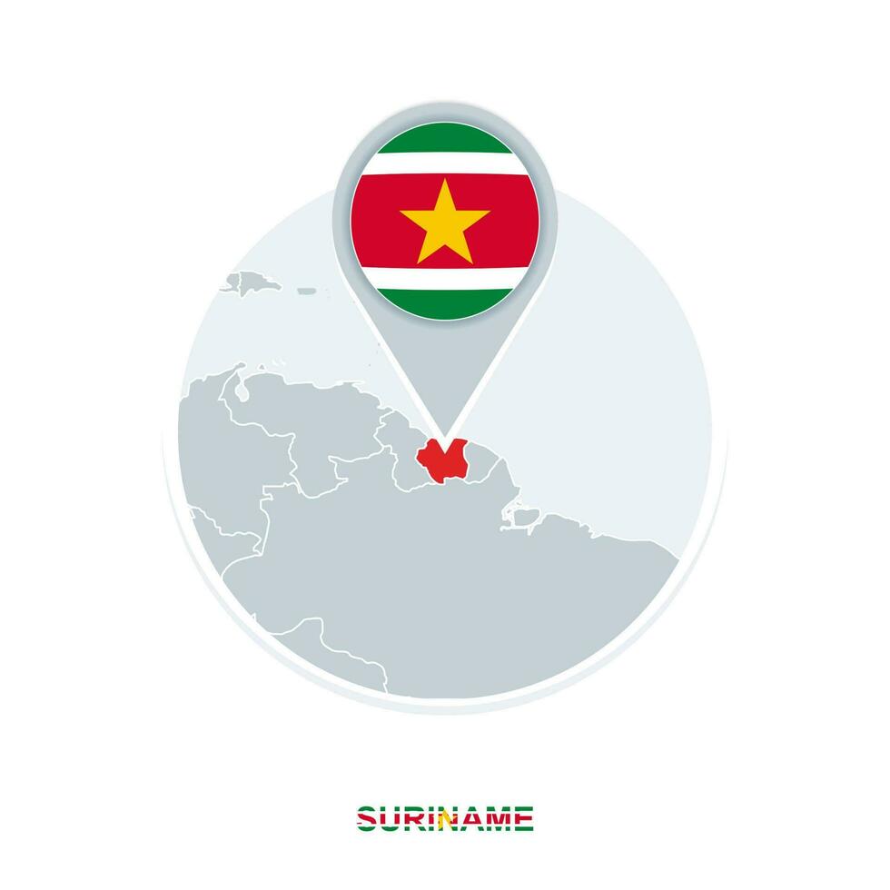 suriname carta geografica e bandiera, vettore carta geografica icona con evidenziato suriname