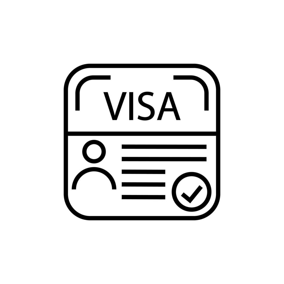 Visa vettore icona. documento illustrazione cartello. passaporto simbolo o logo.