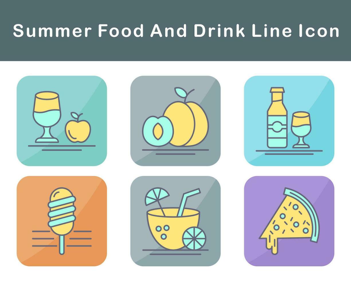 estate cibo e bevanda vettore icona impostato