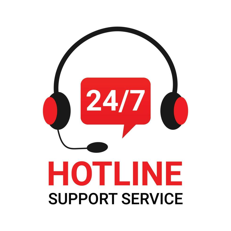 hotline cliente supporto servizio con cuffie vettore illustrazione.