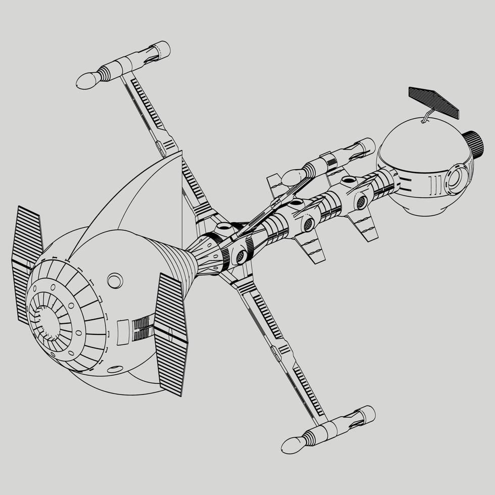 lineart dall'astronave vettore