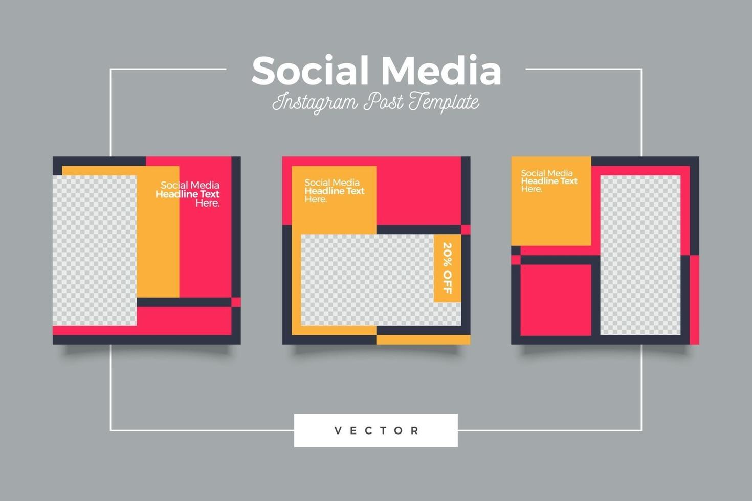 bundle di banner post sui social media moderni vettore