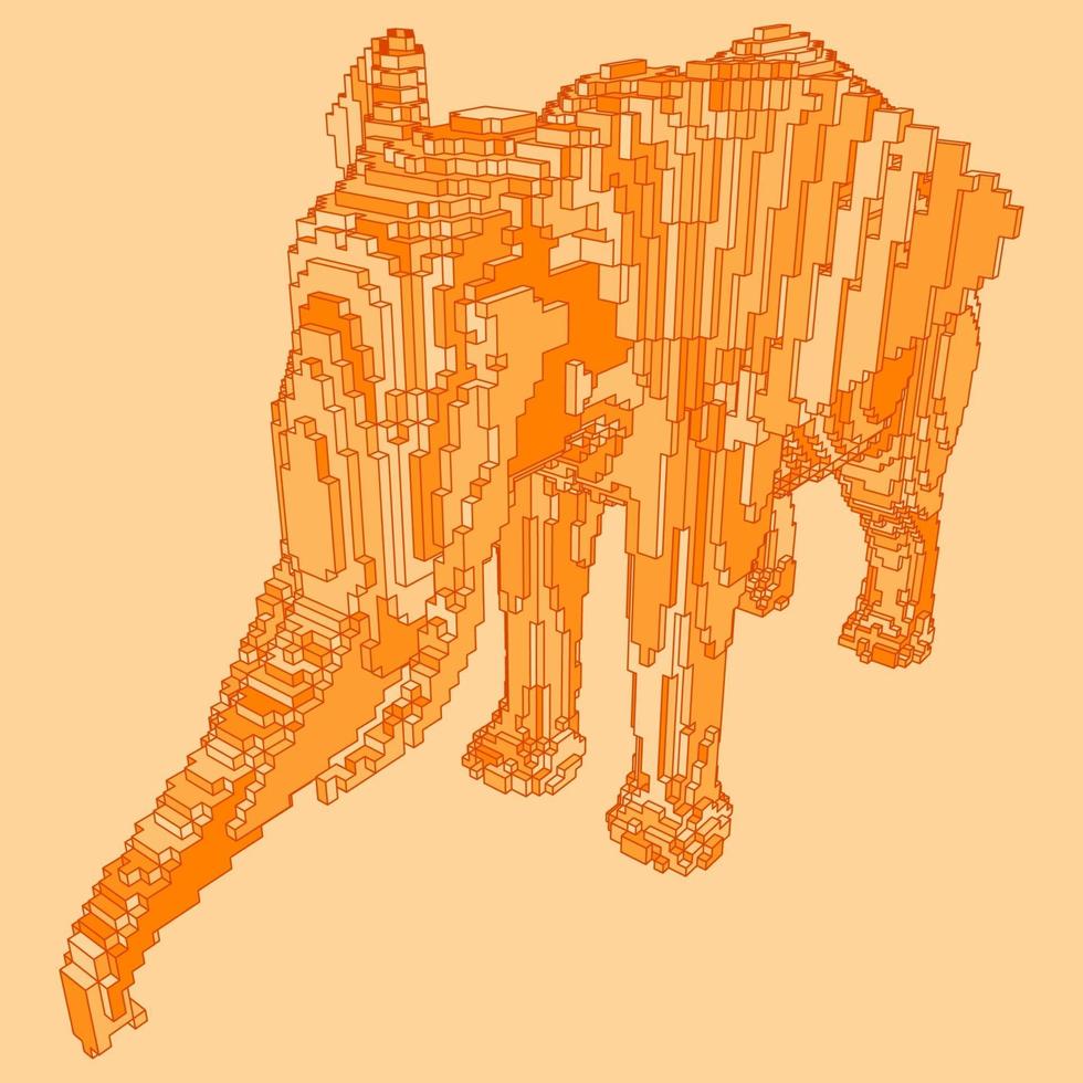 disegno voxel di un elefante vettore