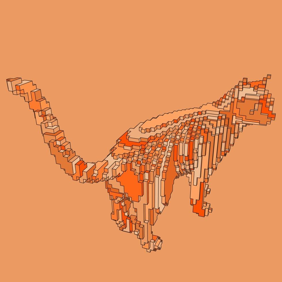 disegno voxel di un gatto vettore