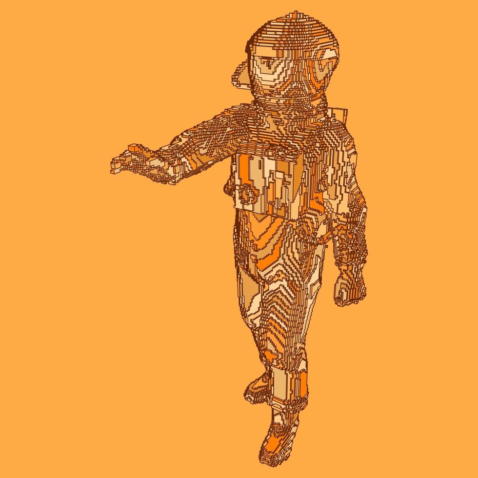 progettazione voxel dell'astronauta vettore