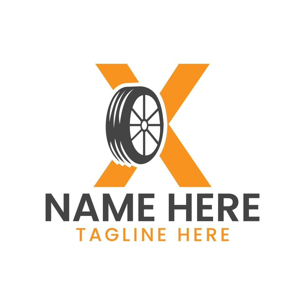 lettera X pneumatico logo per auto riparazione settore automobilistico il motore logo design vettore modello