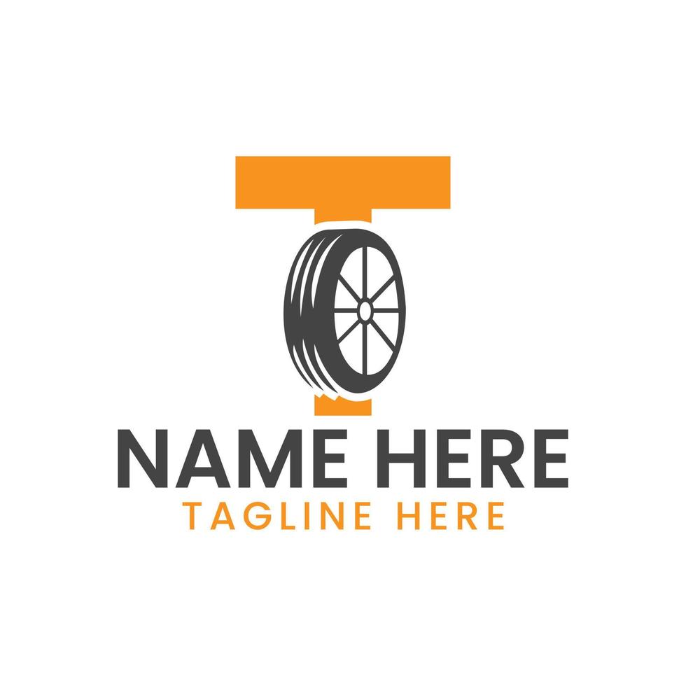 lettera t pneumatico logo per auto riparazione settore automobilistico il motore logo design vettore modello