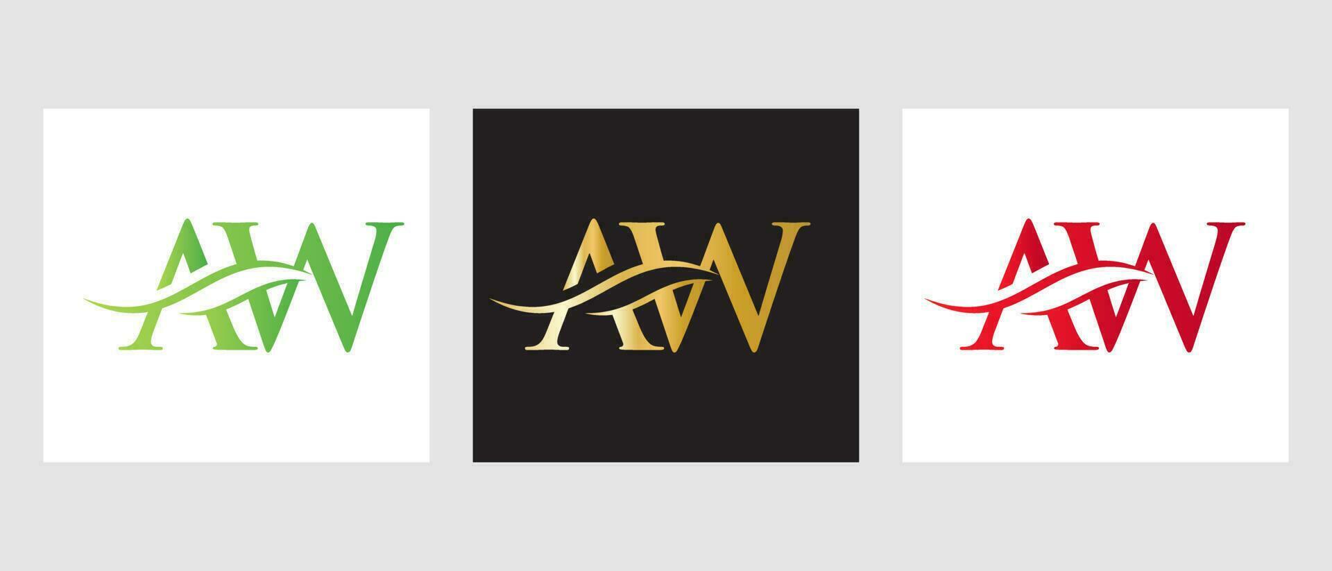 iniziale monogramma lettera aw logo design. aw logotipo modello vettore