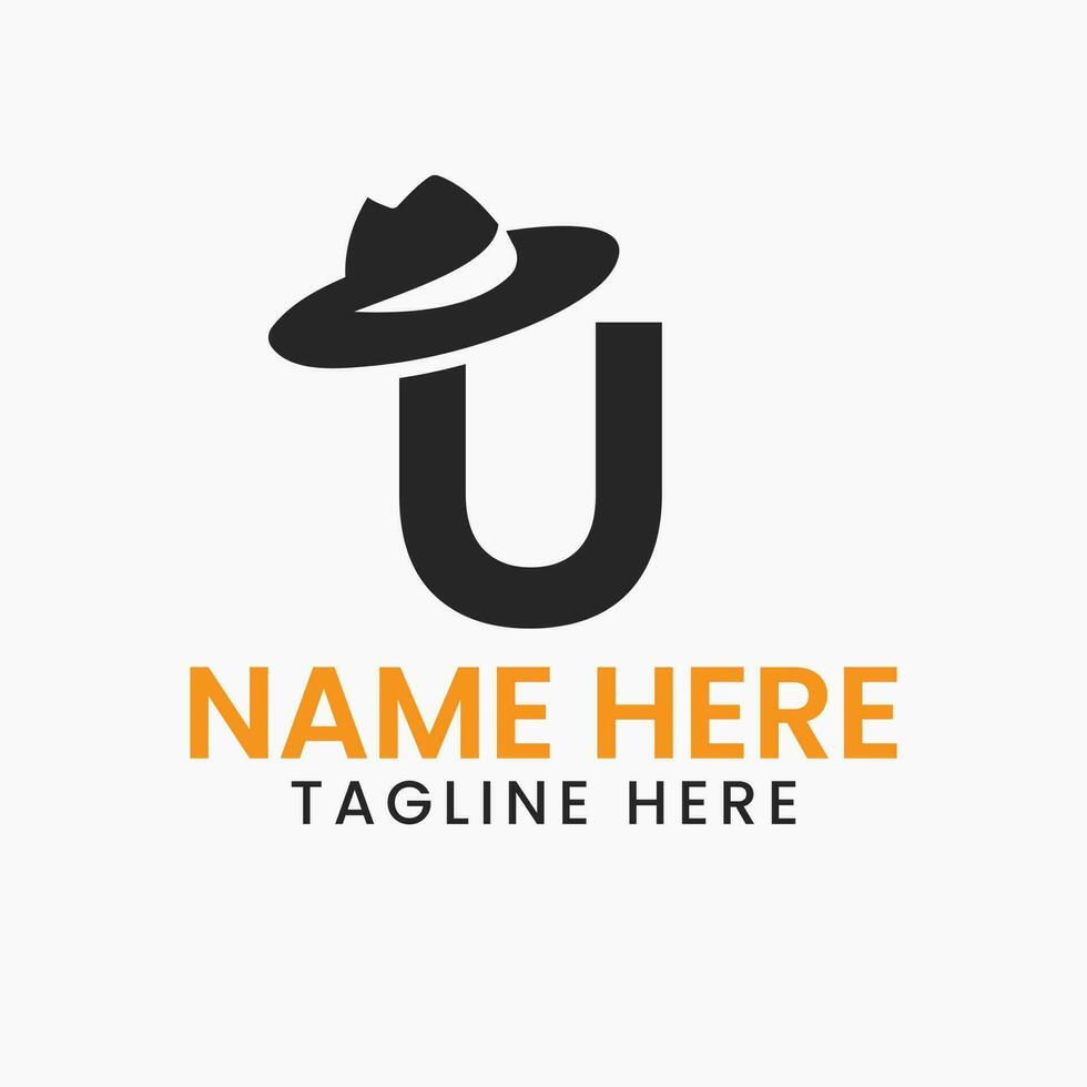 lettera u gentiluomini cappello logo design concetto con cowboy cappello icona modello vettore