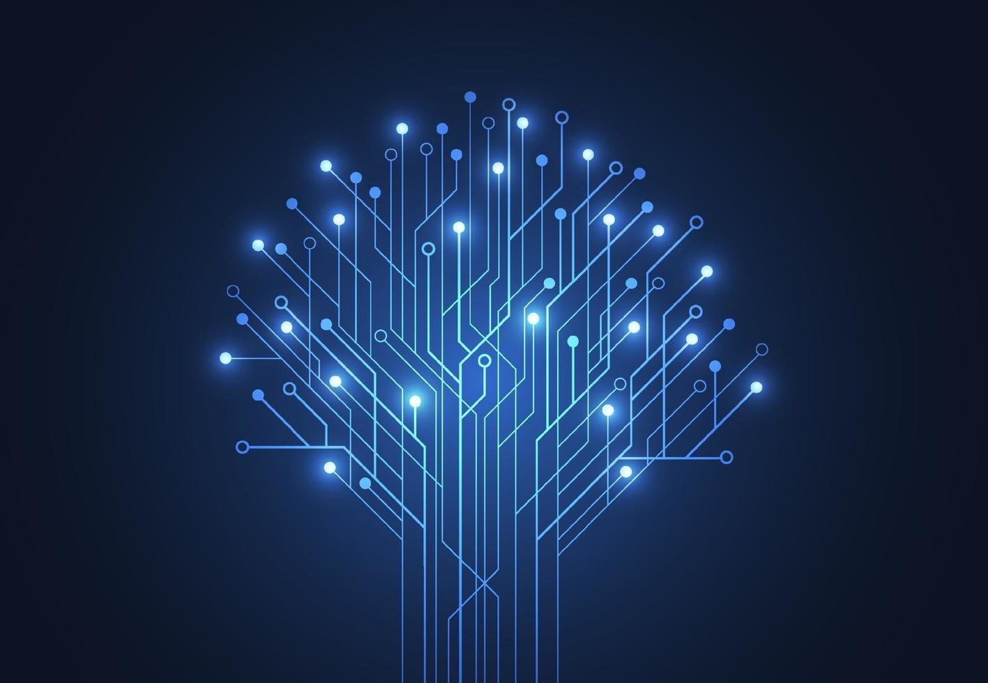 sfondo astratto con struttura del circuito albero tecnologia. illustrazione della scheda madre elettronica. comunicazione e concetto di ingegneria. illustrazione vettoriale