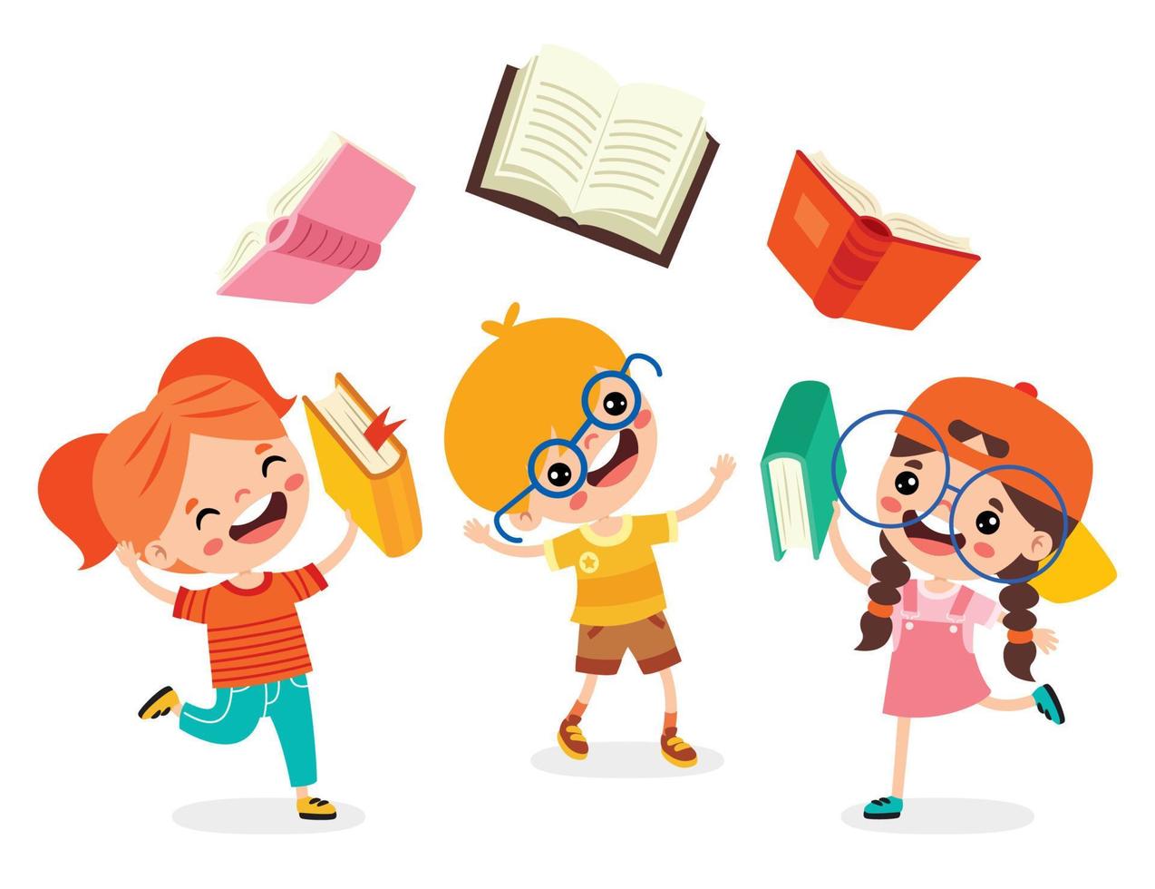illustrazione di bambini lettura libro vettore