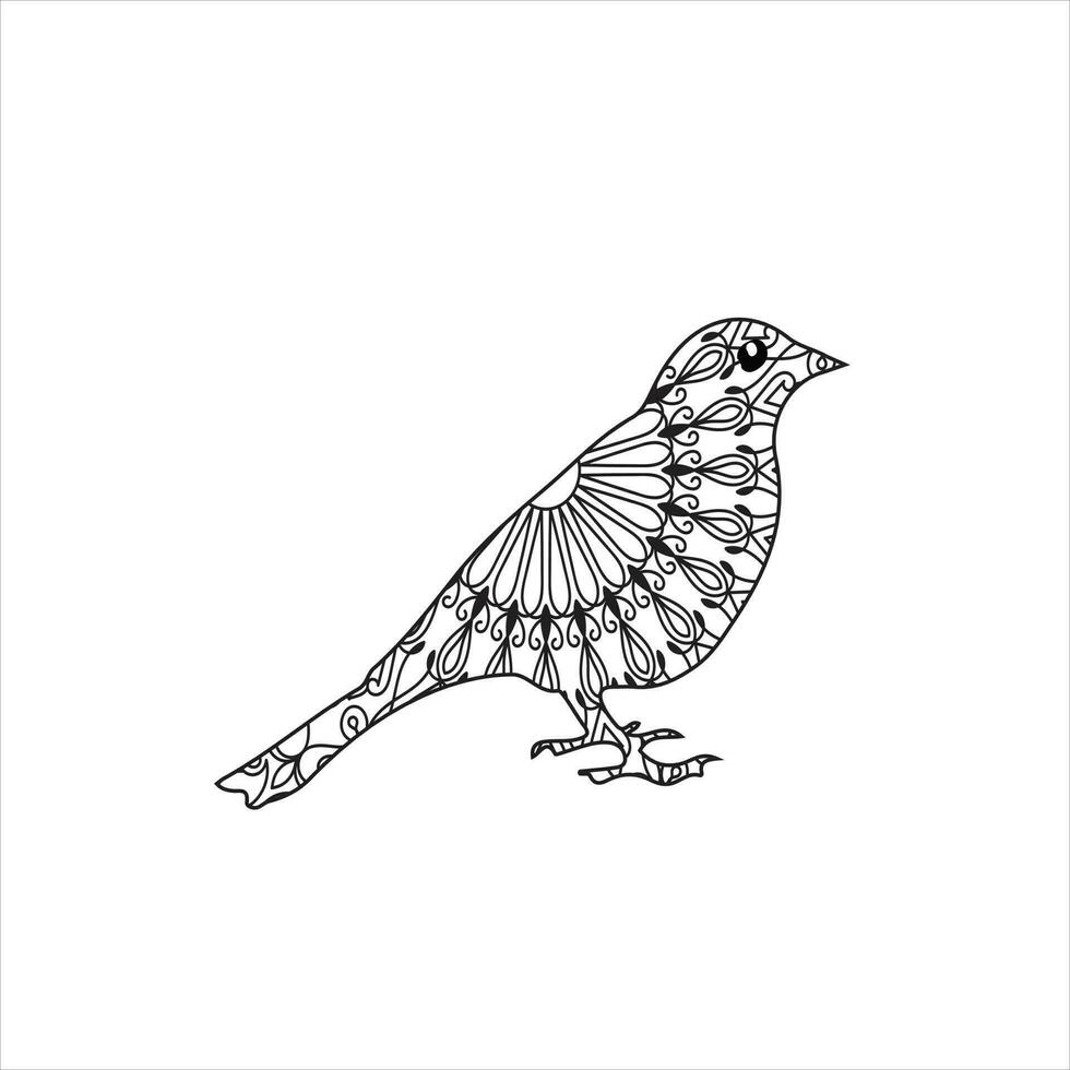 vettore uccello mandala colorazione pagina