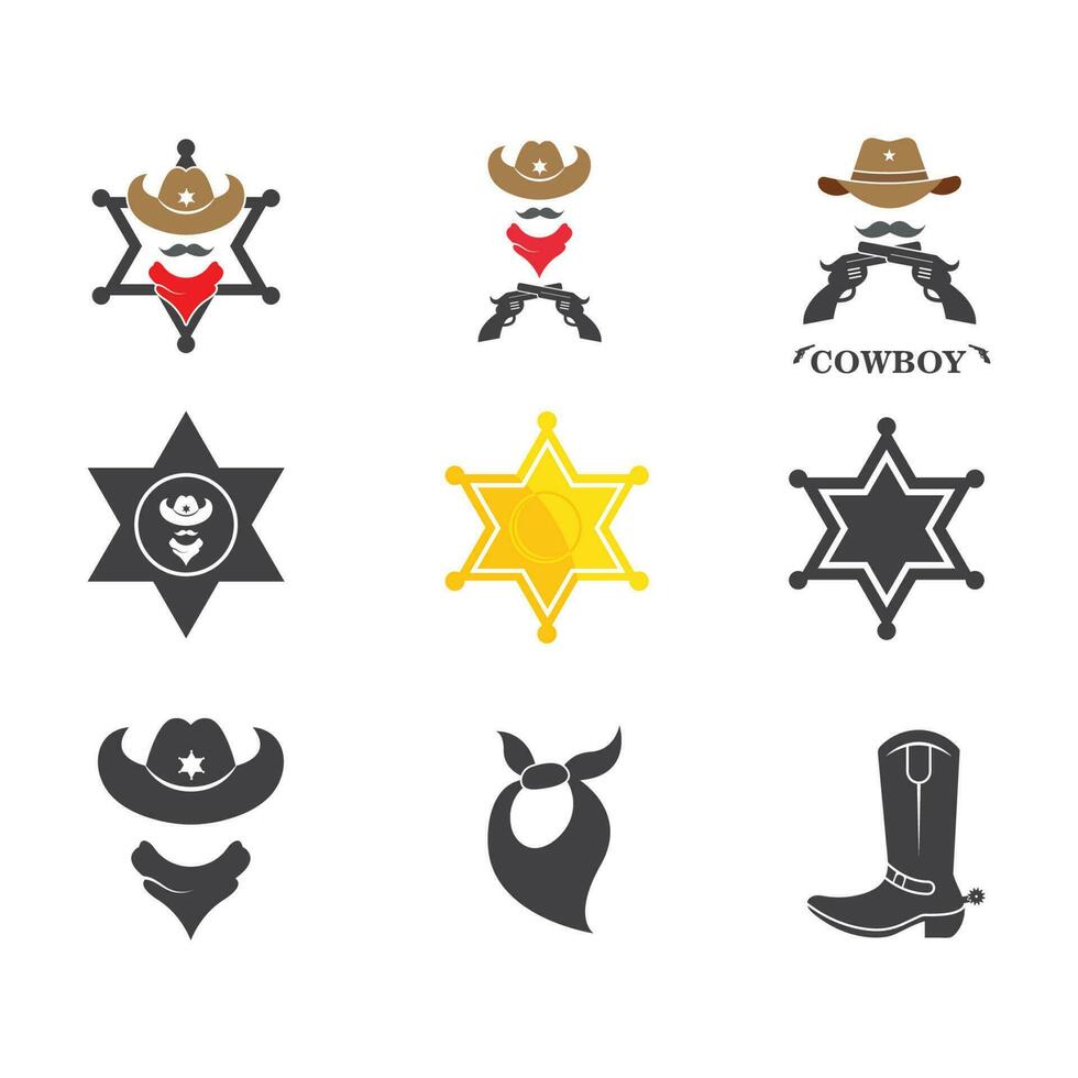 cowboy icona impostato elemento illustrazione vettore design