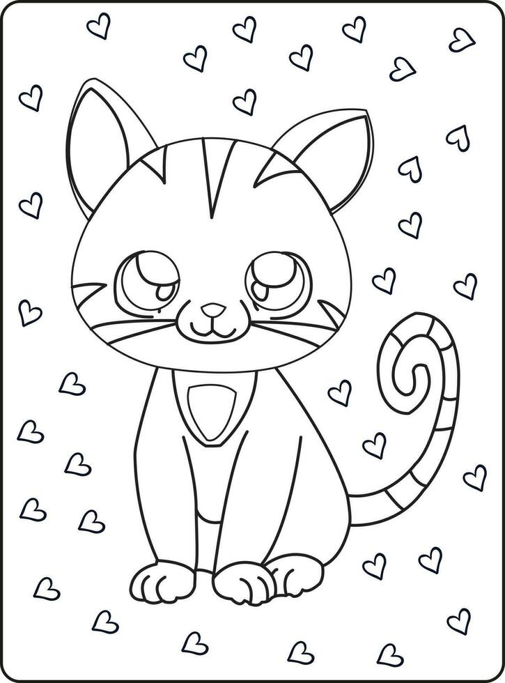 carino gatto schema colorazione pagina per bambini animale colorazione libro cartone animato vettore illustrazione isolato su bianca gioco da ragazzi sfondo