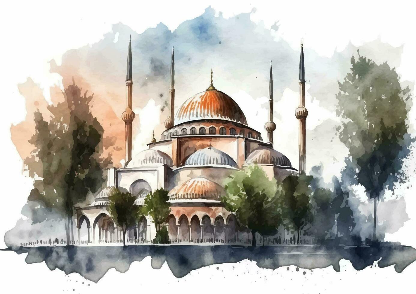 il meraviglie di selimiye moschea nel un' acquerello vettore illustrazione