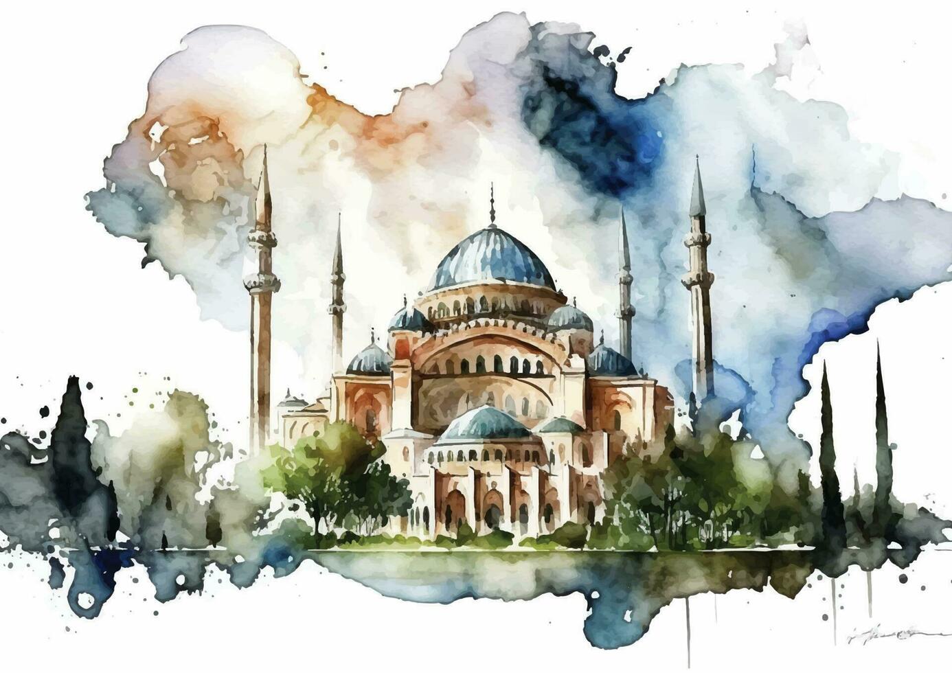 il magnificenza di selimiye moschea nel acquerello illustrazione vettore