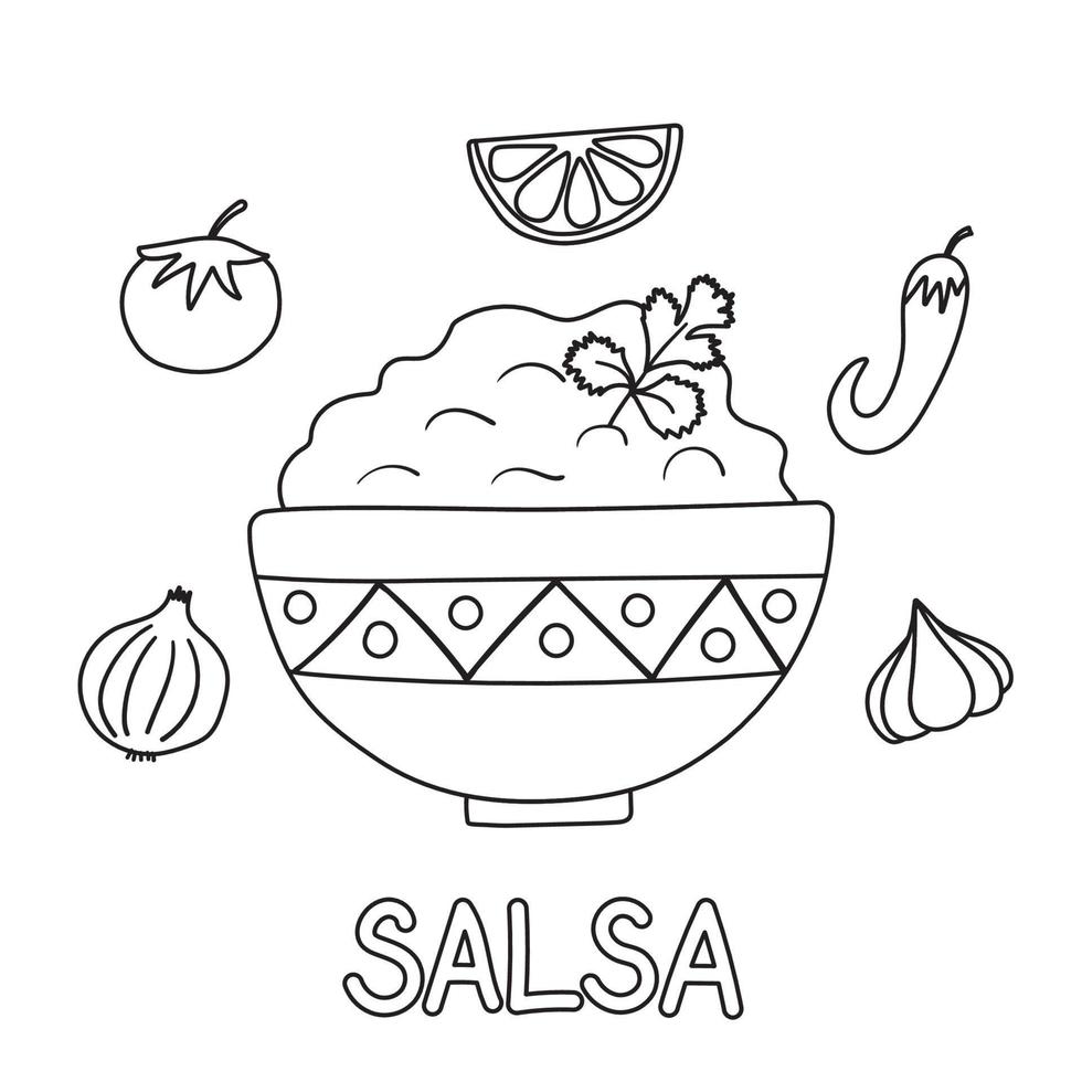 messicano pomodoro salsa salsa con fresco crudo ingredienti. piatto vettore illustrazione