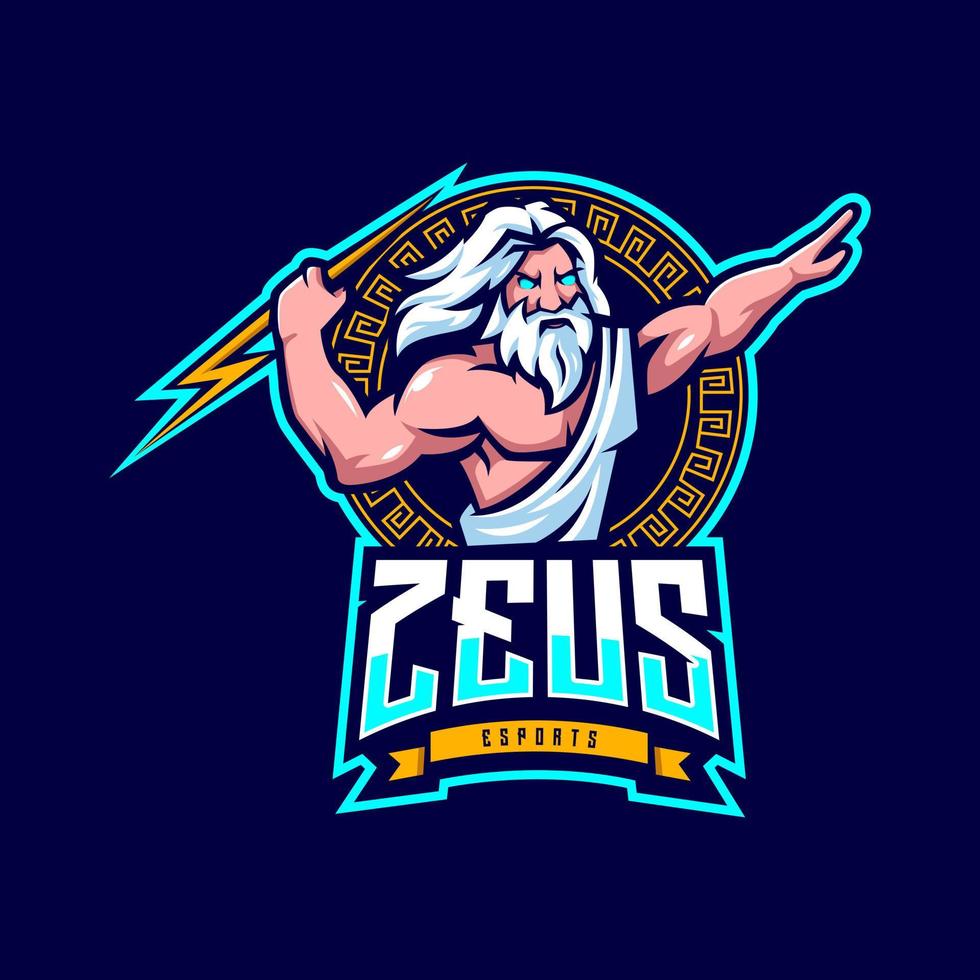 Zeus Dio esport logo design vettore