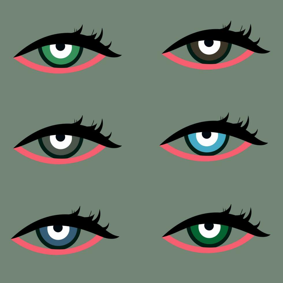 impostato di femmina occhi di diverso colori. vettore icone