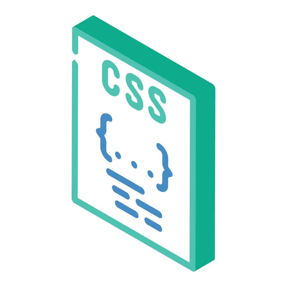 css file formato documento isometrico icona vettore illustrazione