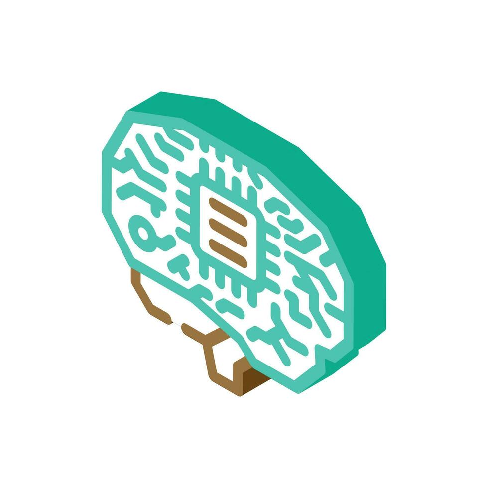 tecnologia cervello isometrico icona vettore illustrazione