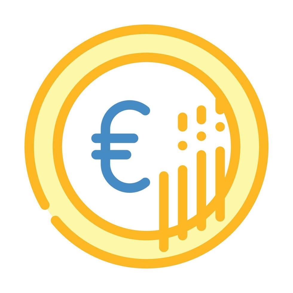 Euro moneta colore icona vettore illustrazione