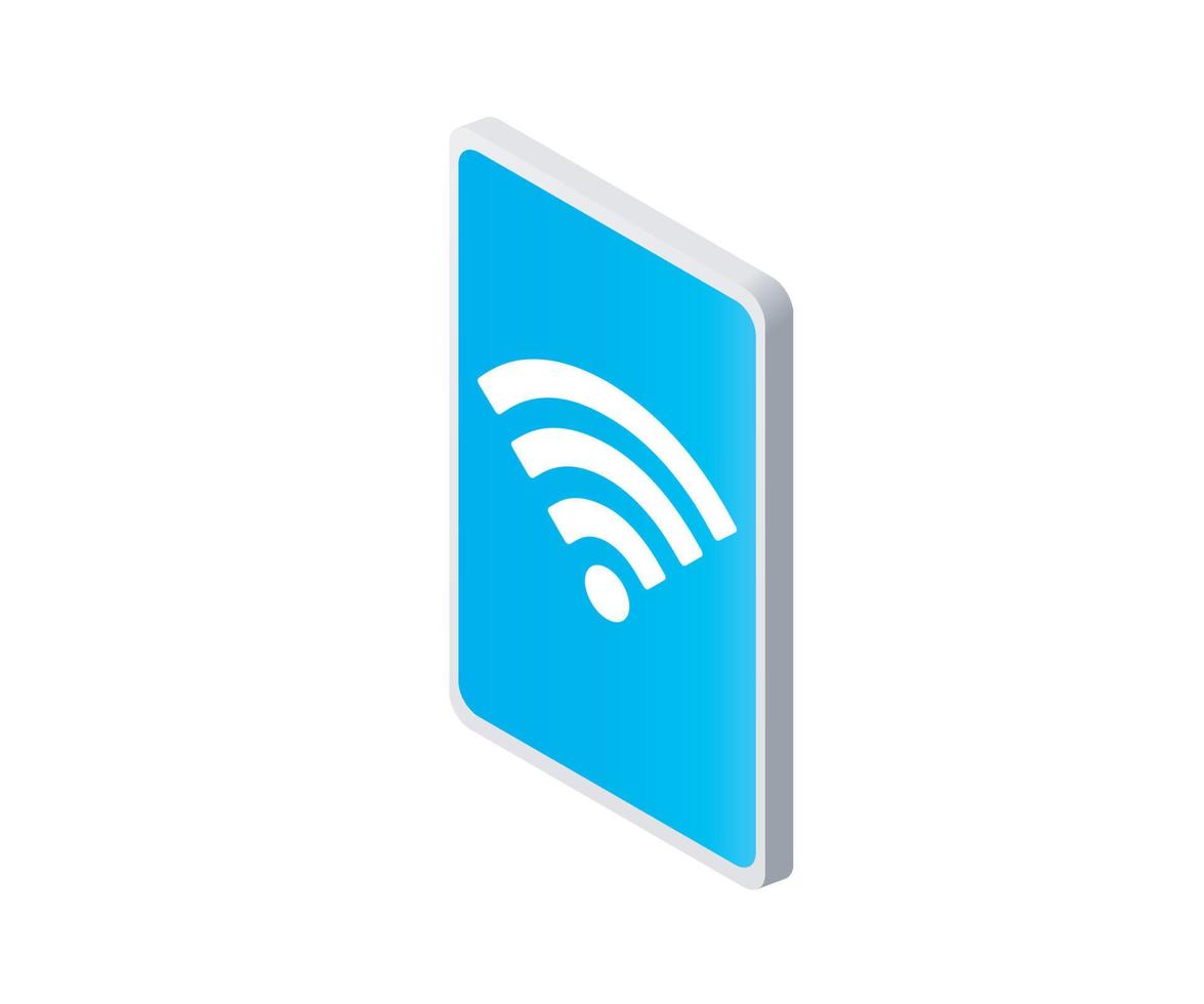 isometrico stile icona di smartphone con Wi-Fi isolato su bianca sfondo vettore