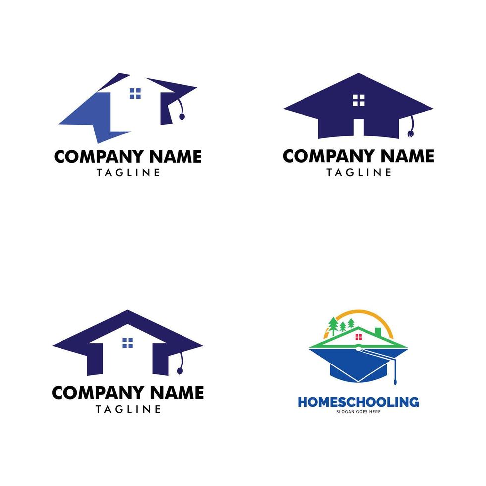 impostato di homeschooling icona vettore logo modello illustrazione design