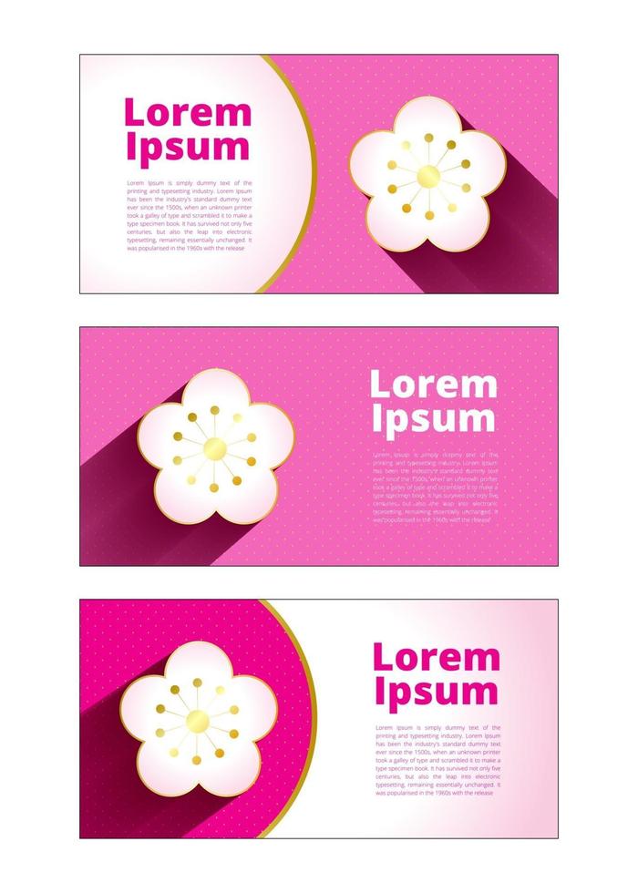 banner sfondo rosa oro bianco sakura con pois per il disegno vettoriale modello di testo e immagine