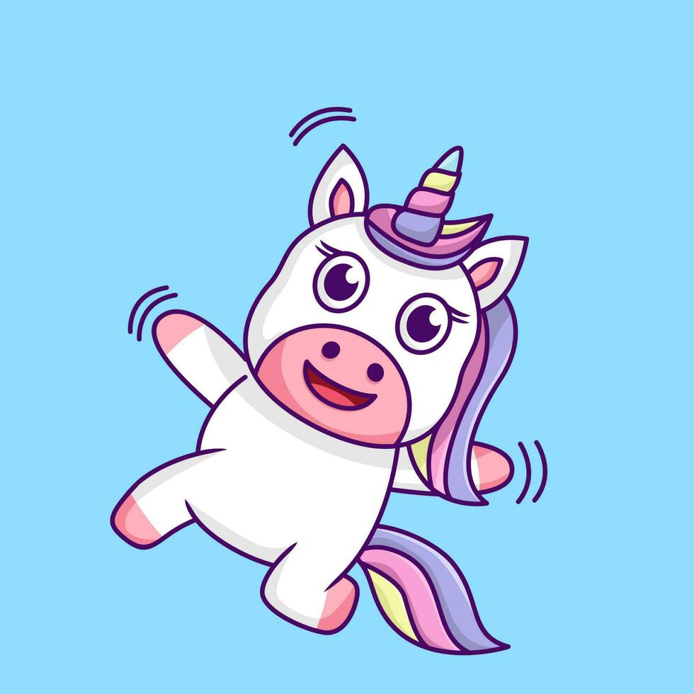 carino unicorno illustrazione, carino e divertimento vettore