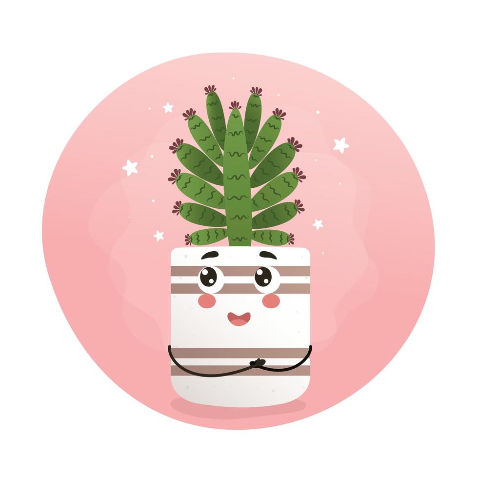 carino kawaii pianta della casa, kawaii cactus, un' cactus nel un' pentola, pianta della casa, casa giardino, giardinaggio, pianta amante, pianta della casa negozio concetto, serra vettore