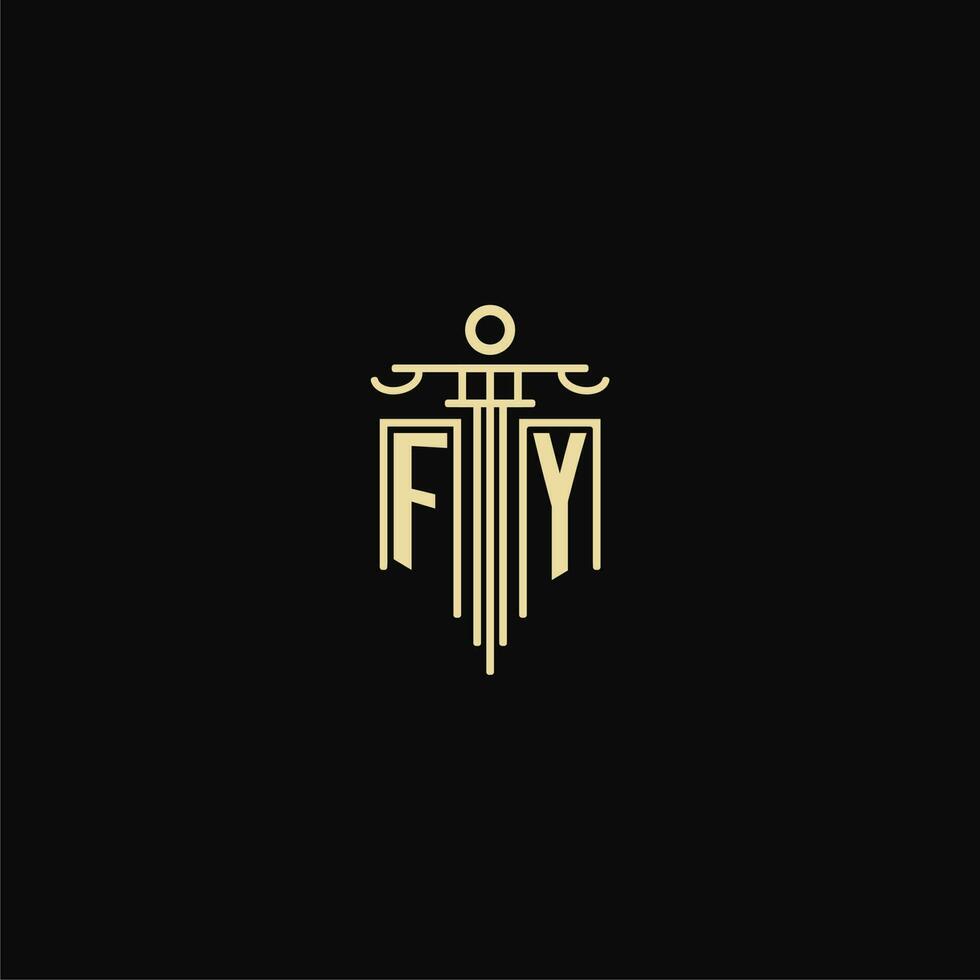 fy iniziale monogramma per avvocati logo con pilastro design idee vettore
