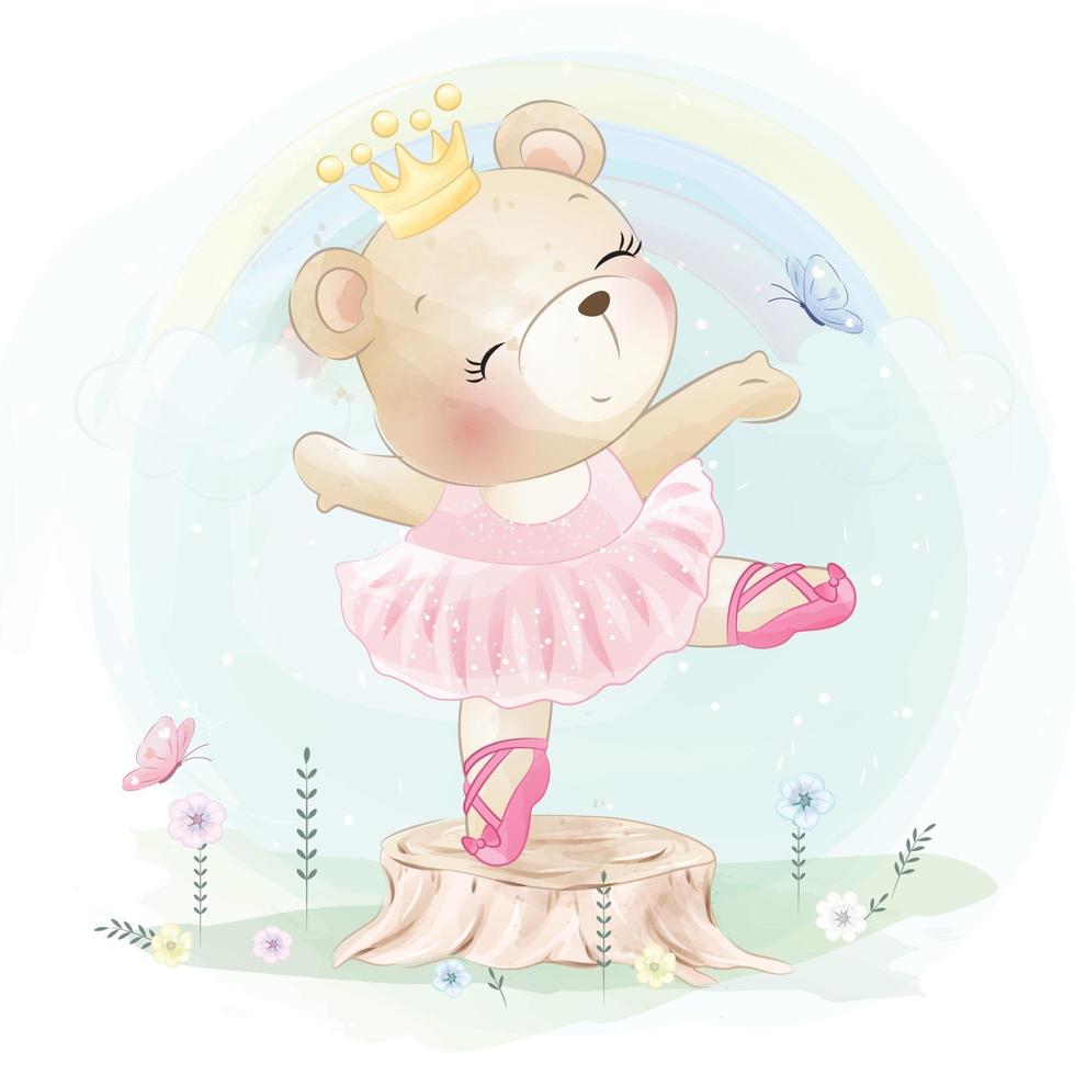 carino orso ballerina illustrazione vettore