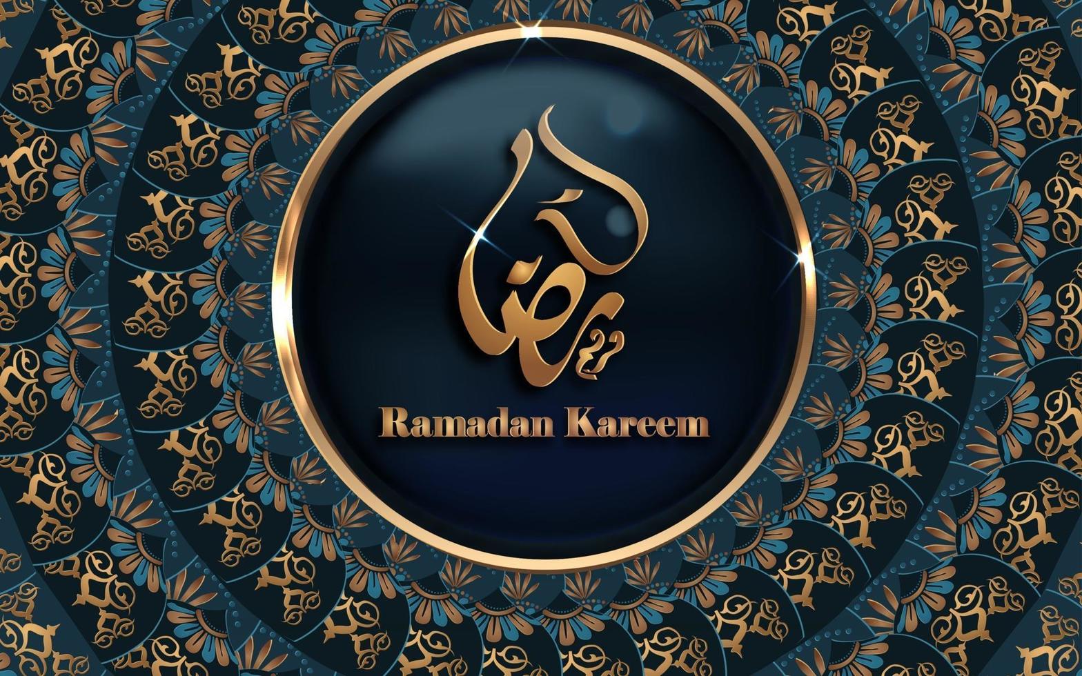 ramadan kareem calligraphy golden mandala design vettore