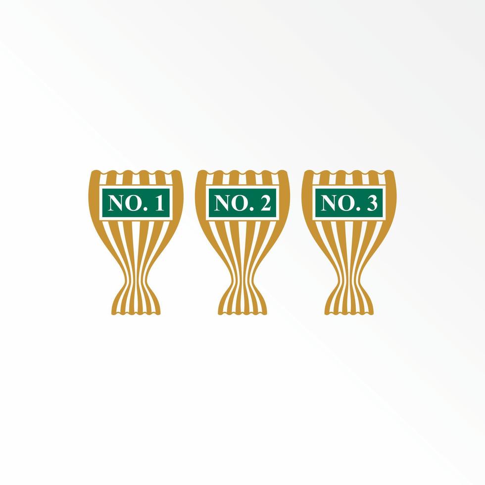 unico trofeo tazza vincitore campione per numero 123 Immagine grafico icona logo design astratto concetto vettore scorta. può essere Usato come un' simbolo relazionato per torneo o premio