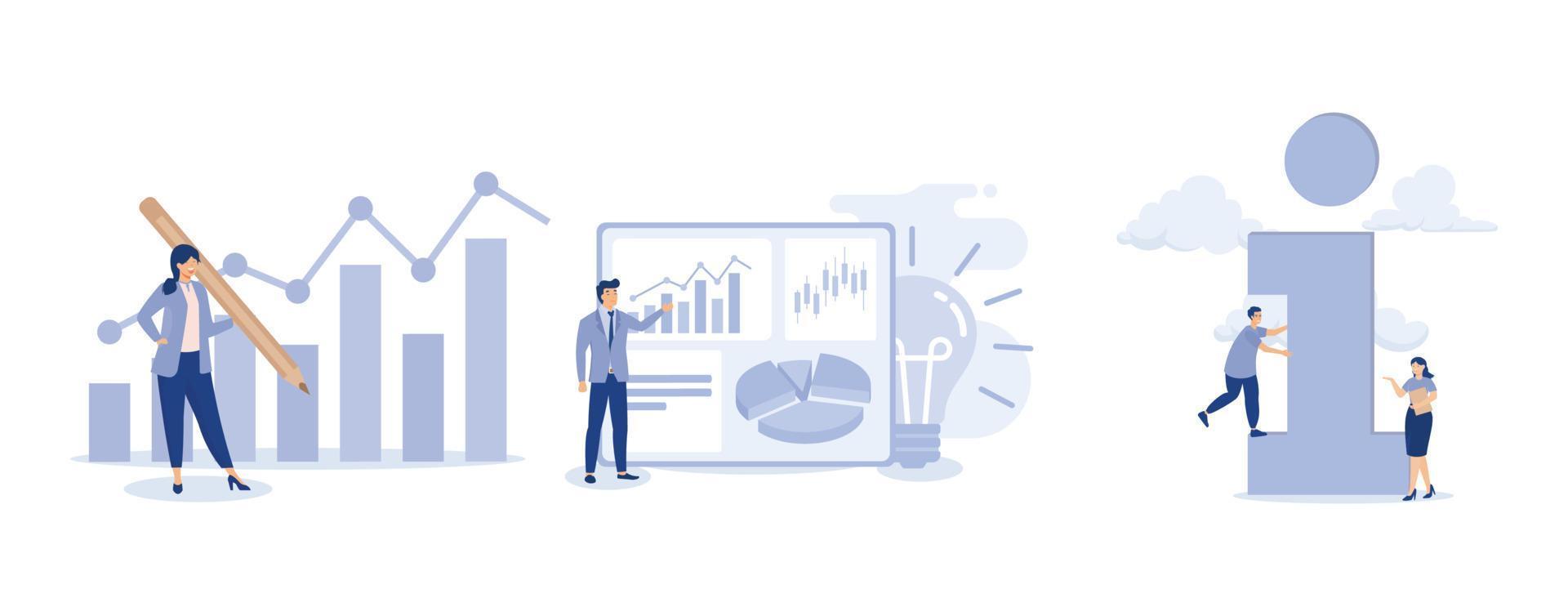 impostato aspettativa o kpi,vendite intonazione presentazione per attività commerciale idea, informazione centro, impostato piatto vettore moderno illustrazione