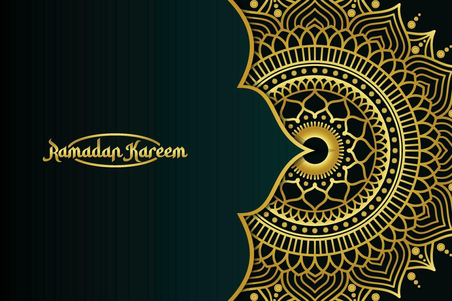 Ramadan kareem nel lusso stile con d'oro mandala su buio sfondo per Ramadan mubarak. Ramadan stile, Ramadan kareem. sfondo vettore illustrazione.