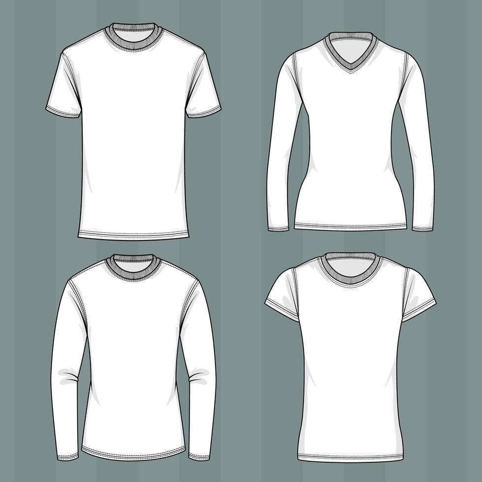 bianca maglietta modello con lineamenti stile vettore