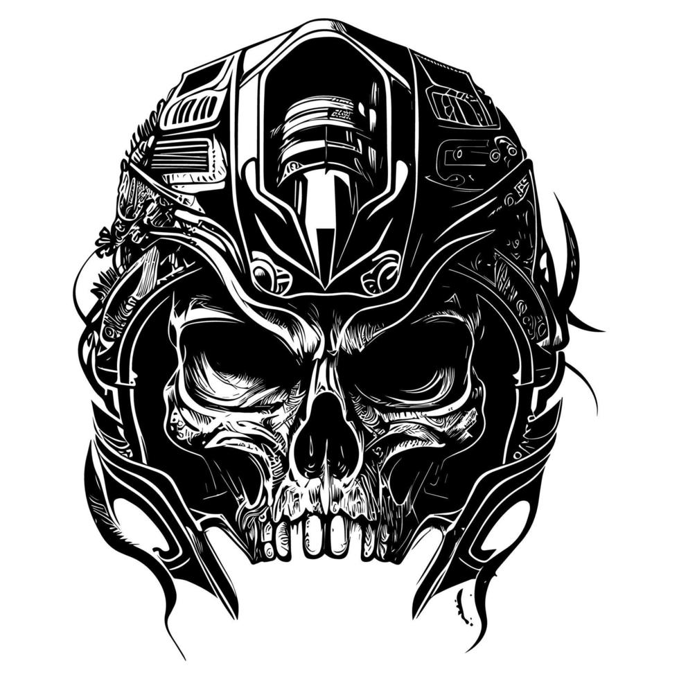 motociclo meccanico cranio è un' popolare simbolo nel motociclista cultura, che rappresentano un' difficile, grintoso personaggio con un' in profondità conoscenza di motociclo meccanica vettore