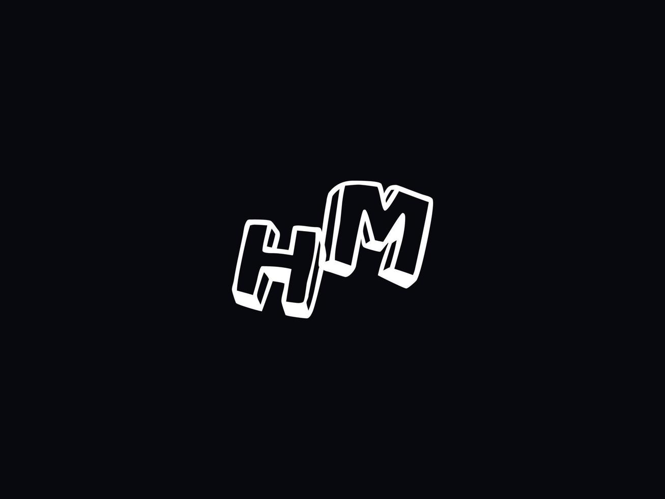 tipografia hm logo, creativo hm spazzola lettera logo vettore