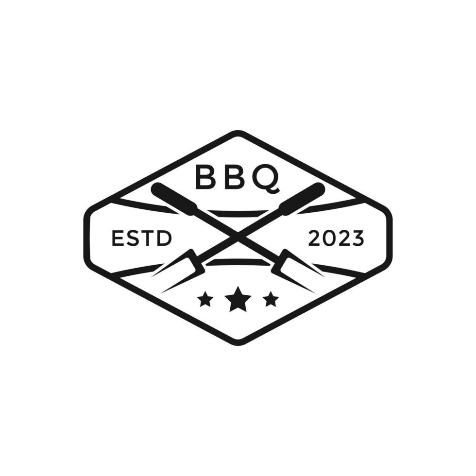 vettore design emblema barbecue con attraversato forchette e fiamma logo design modello Perfetto per ristorante Vintage ▾ stile