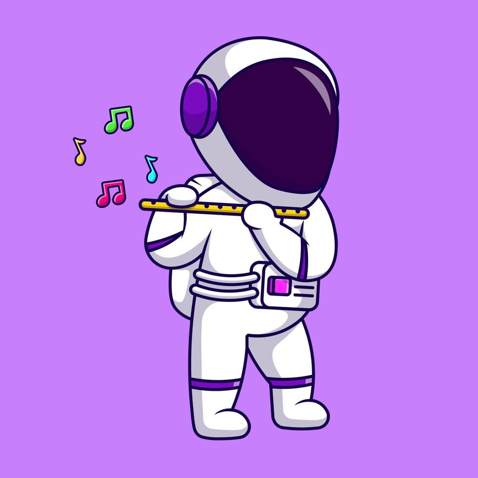 carino astronauta giocando flauto musica cartone animato vettore icone illustrazione. piatto cartone animato concetto. adatto per qualunque creativo progetto.