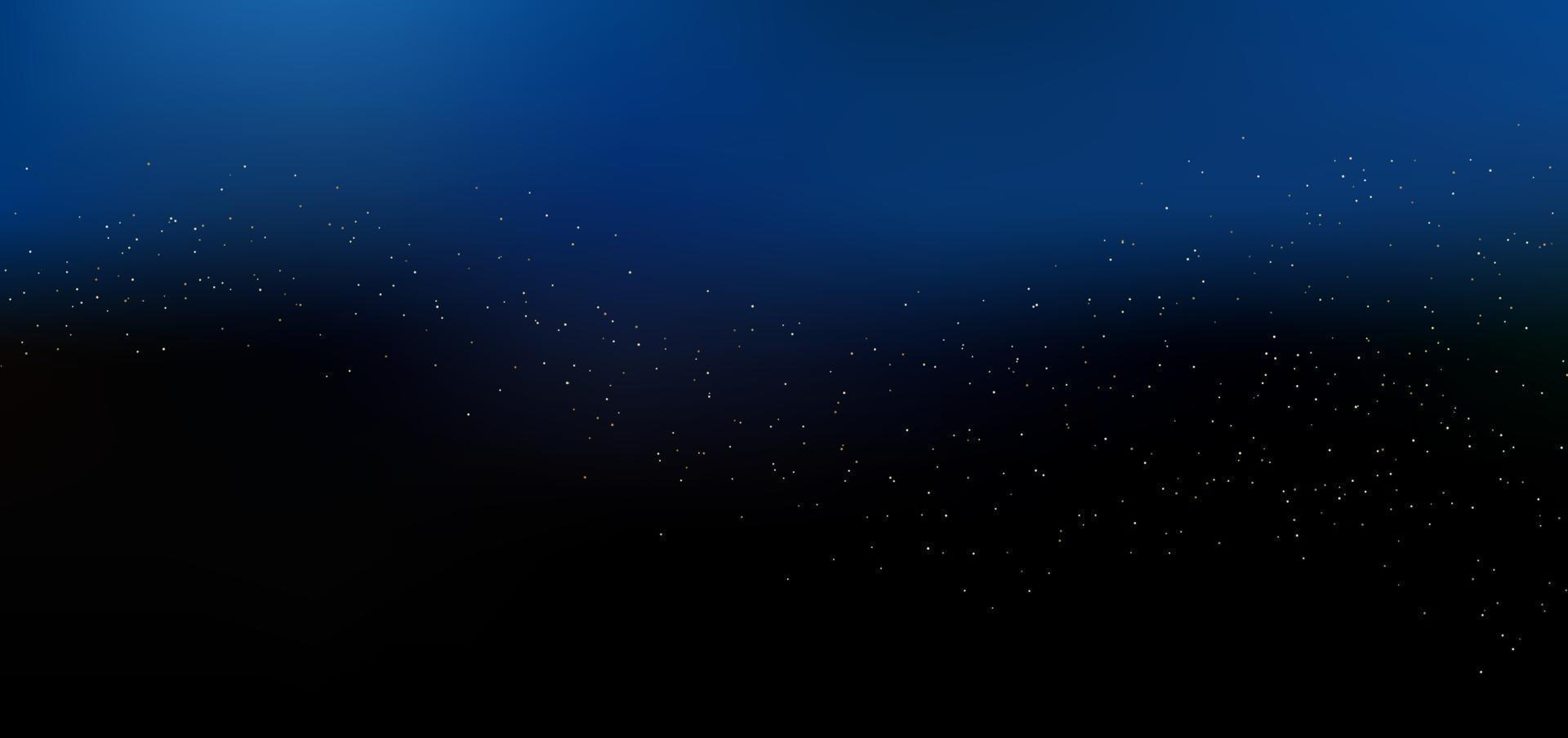 sfondo del cielo blu scuro notte magica con scintillii glitter dorati vettore