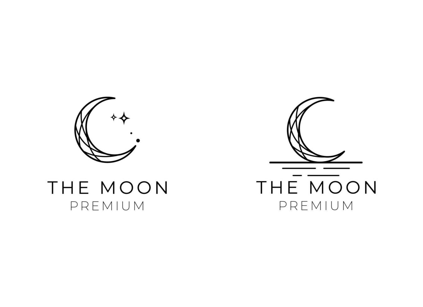 elegante mezzaluna Luna e stella logo design linea icona vettore nel lusso stile schema lineare