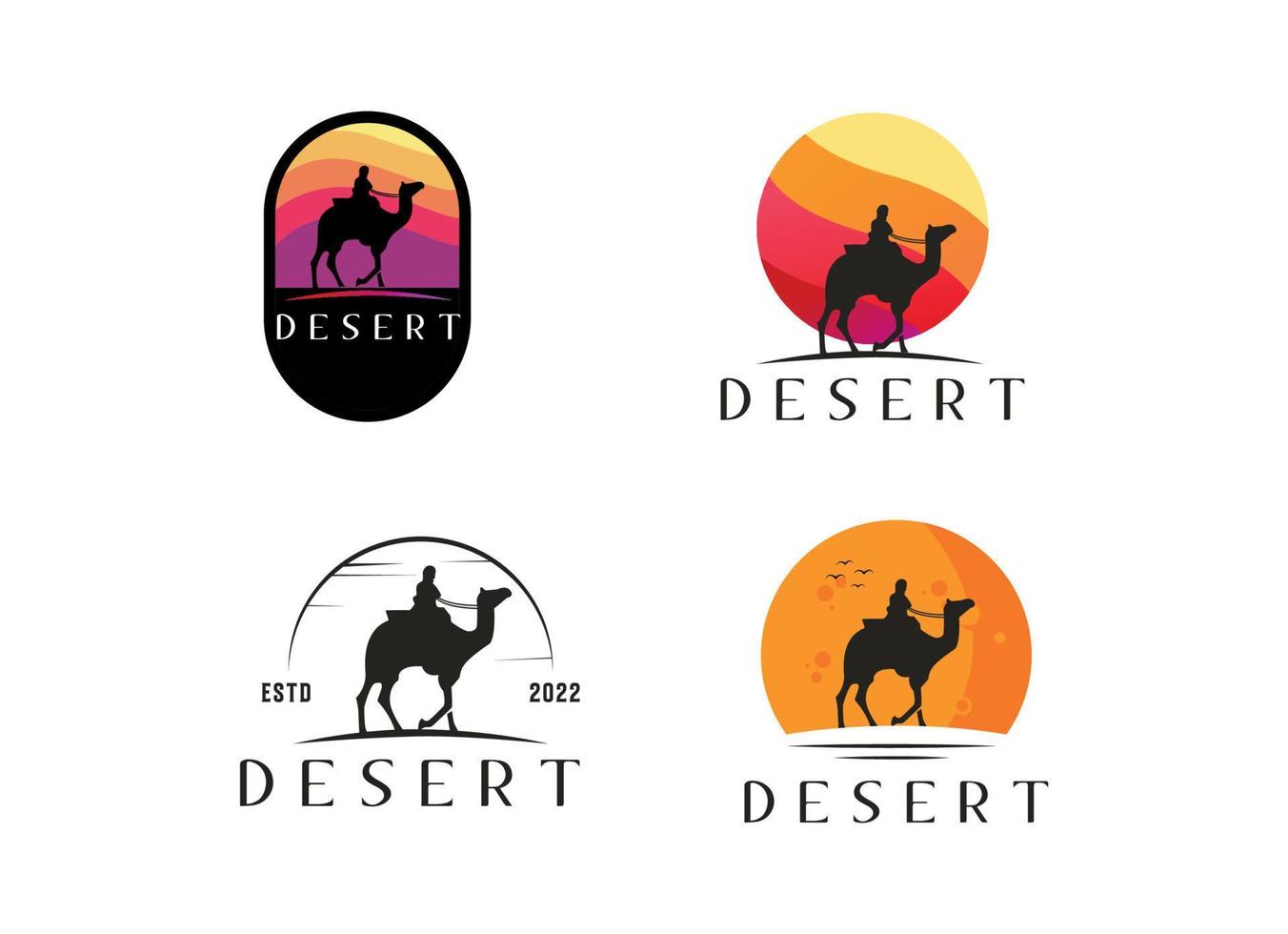 cammello e deserto di arabo logo design vettore