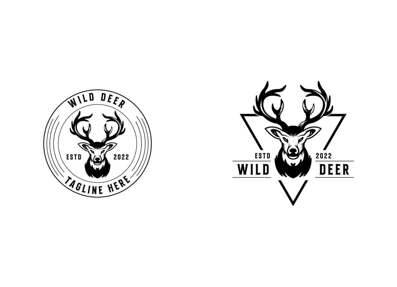 tipo, modello e vettore del logo del cacciatore di cervi