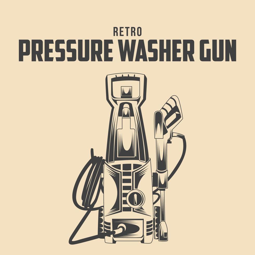 retrò pressione rondelle pistola vettore illustrazione, Vintage ▾ auto lavare vettore