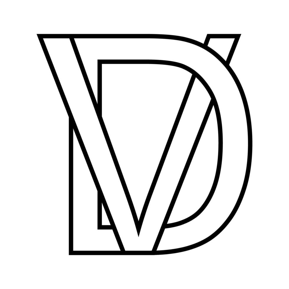 logo cartello dv vd, icona nft dv interlacciato lettere d v vettore