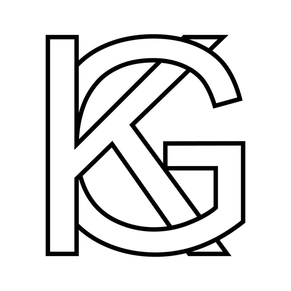 logo cartello kg gk icona Doppio lettere logotipo g K vettore